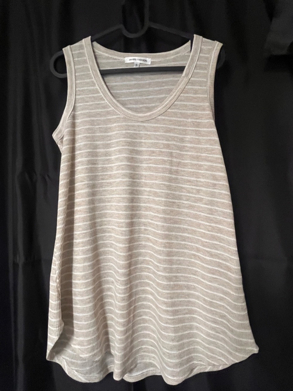 Striped Sleeveless Tank Top - Neutral Taupe by